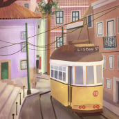 Lisbon. Traditional illustration, Digital Illustration, Digital Painting, and Editorial Illustration project by Paula Fernandes - 07.04.2022