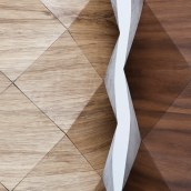 Diamond Wood Tables and sitting stools | Wood Textiles. Product Design, and Textile Design project by Tesler + Mendelovitch - 04.03.2022