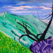 Paisaje en acrílico. Traditional illustration, Painting, Acr, lic Painting, and Sketchbook project by chiquitin - 07.17.2022
