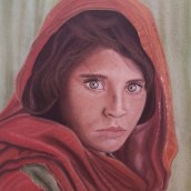 Retrato Niña Afgana- Pastel. Un proyecto de Bellas Artes y Pintura de Sandra García Morales - 22.07.2022