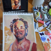 Mi proyecto del curso: Retrato artístico al óleo sobre papel. Un proyecto de Bellas Artes, Pintura, Ilustración de retrato y Pintura al óleo de Aaron Rodriguez Galvan - 10.08.2022