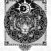 Tigre lunar. Traditional illustration, and Digital Drawing project by Sofía Ortega - 08.20.2022