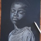 Ritratto su cartoncino nero. Desenho de retrato projeto de Antonella Piras - 11.09.2022