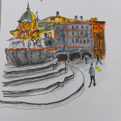 My project for course: Urban Sketching: Capture Your City in Motion. Traditional illustration, Sketching, Drawing, Watercolor Painting, Architectural Illustration, and Sketchbook project by Pavlina - 10.04.2022