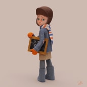 Little Boy Holding Chalkboard. Un progetto di 3D, Character design, Character design 3D e Progettazione 3D di Sara Armentano - 09.10.2022
