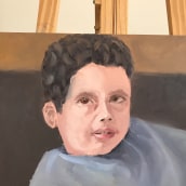 Meu projeto do curso: Retrato artístico a óleo sobre papel. Un proyecto de Bellas Artes, Pintura, Ilustración de retrato y Pintura al óleo de Camila Sewa - 11.10.2022