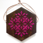Hexagon Wood Embroidery Kit. Design, Arts, Crafts, Embroider, and Woodworking project by Sara Pastrana (Flourishing Fibers) - 10.17.2022