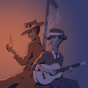 Crossroads - The Bluesman With the Devil. Un proyecto de Ilustración tradicional de Ricardo Loaiza - 14.07.2022