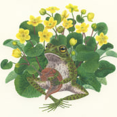 Playful Frogs  . Un proyecto de Ilustración, Pintura, Pintura a la acuarela, Ilustración botánica, Ilustración naturalista				 y Pintura gouache de Georgina Taylor - 06.12.2022