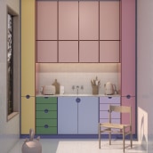 Kitchen colorful. Un proyecto de Arquitectura, Dirección de arte, Arquitectura interior y Diseño de interiores de Ana de Santos Díaz - 08.12.2022