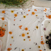 Plant and Flower Dyed Tee Shirts. Un proyecto de Diseño de moda, Tejido, Teñido Textil, Estampación textil y Diseño textil de Amanda de Beaufort - 16.12.2022