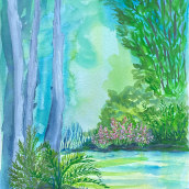 My project for course: Fantasy Landscapes with Watercolor & Gouache. Fine Arts, Painting, Watercolor Painting, Naturalistic Illustration, and Gouache Painting project by Lori Hicke - 02.04.2023