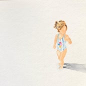 Paseo por la playa. Traditional illustration, Fine Arts, and Watercolor Painting project by César Sánchez Huertas - 02.04.2023