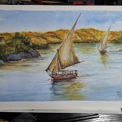 Naos egipcias Mi proyecto del curso: Pintura en acuarela de paisajes marinos. Un proyecto de Pintura a la acuarela de joseeduardoabarca - 05.02.2023