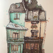 Paris, Paris! (Disegno architettonico espressivo con pennarelli colorati). Architecture, Sketching, Creativit, and Drawing project by Valentina Scotti - 02.06.2023