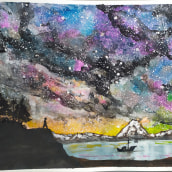 Cielo galáctico . Un proyecto de Pintura a la acuarela de Daniel - 17.02.2023