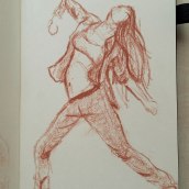 Figura Humana en Movimiento con Sanguina. Sketching, and Sketchbook project by Ainhoa Venegas - 03.04.2023