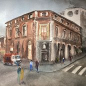 Paisaje urbano a acuarela. . Un proyecto de Ilustración, Bellas Artes y Pintura a la acuarela de Susana SL - 07.03.2023