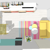 Mi proyecto del curso: Piso de estudiantes a todo color. Un proyecto de Arquitectura interior, Diseño de interiores, Interiorismo y Diseño de espacios de Eva B - 13.03.2023