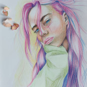 Mi proyecto del curso: Dibujo de retratos llamativos con lápices de colores. Drawing, Portrait Drawing, Sketchbook, and Colored Pencil Drawing project by sruizg83 - 03.18.2023