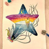 Estrella de mar. Ilustração tradicional projeto de Anna Doroteo - 04.04.2023