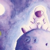 El pequeño astronauta. Traditional illustration, and Children's Illustration project by Beatriz Hernández Moreno - 04.11.2023
