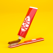 KitKat. Traditional illustration, 3D, and Art Direction project by Jaime Sanchez - 05.02.2023