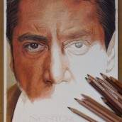 Javier Bardem en lápices de colores. Traditional illustration, Fine Arts, Pencil Drawing, Drawing, Portrait Illustration, Portrait Drawing, and Realistic Drawing project by Néstor Canavarro - 05.12.2023