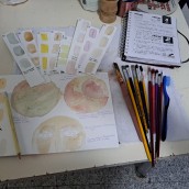 Meu projeto do curso: Criação de aquarelas líquidas e tintas botânicas . Un projet de Artisanat, Beaux Arts, Peinture, Aquarelle, DIY , et Théorie des couleurs de Maria Lorenci - 30.05.2023