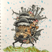 Expressive Architectural Sketching with Colored Markers Exercises - Howl’s moving castle. Un projet de Illustration traditionnelle, Illustration à l'encre , et Manga de Torrin Nelson - 07.06.2023