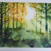 My project for course: Dreamy Watercolor Landscapes: Paint with Light. Un proyecto de Pintura y Pintura a la acuarela de Regina Raycheva - 11.06.2023