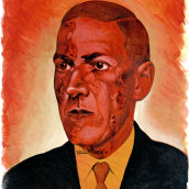 Portrait d'H. P. Lovecraft. Traditional illustration, Portrait Illustration, Acr, and lic Painting project by Richard Martens - 07.02.2023