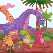 Algunos detalles de ilustraciones de Dinosaurs -lift the flap. Ilustração tradicional, Ilustração digital e Ilustração infantil projeto de Tania Ávila - 18.08.2020