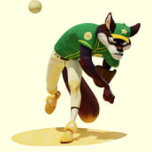 Baseball Wolf. 3D, Sculpture, 3D Modeling, and 3D Character Design project by Pablo Lima - 07.13.2023