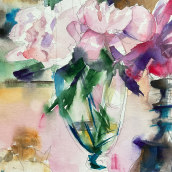 Peonies - June 2023. Traditional illustration, Sketching, and Watercolor Painting project by Olha Brieus - 08.02.2023