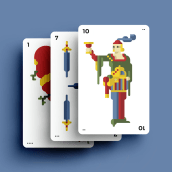 Diseño estilo “pixel-art” de baraja española de naipes. Un proyecto de Ilustración tradicional, Diseño de juegos y Diseño de producto de Manu Martín Arenas - 06.08.2023