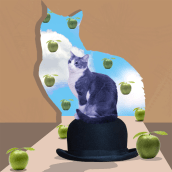 The Magritte's Cat - Photoshop Illustration. Un proyecto de Ilustración tradicional e Ilustración digital de Romy Suomii - 10.08.2023