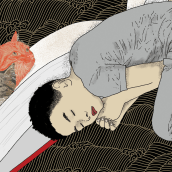 Cover and inside illustrations for "Abandonar um gato", by Haruki Murakami. Ilustração tradicional projeto de Adriana Komura - 04.09.2023