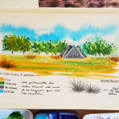 Mi proyecto "Valle Nuevo" para el curso Cuaderno de viaje en acuarela. Ilustração tradicional, Pintura em aquarela, Ilustração arquitetônica, e Sketchbook projeto de Cristal Moreno Polanco - 23.10.2023