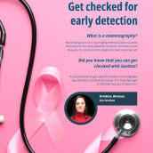 Poster: Mes de la conciencia del cáncer de mama. Un proyecto de Diseño gráfico de Ana Margarita Martinez Roa - 10.10.2023