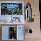 My project for course: Watercolor Travel Journal. Un proyecto de Ilustración tradicional, Pintura a la acuarela, Ilustración arquitectónica y Sketchbook de Regina Raycheva - 16.12.2023