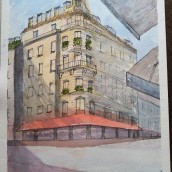 My project for course: Architectural Sketching with Watercolor and Ink. Sketching, Drawing, Watercolor Painting, Architectural Illustration, Sketchbook & Ink Illustration project by Andy C - 01.25.2024