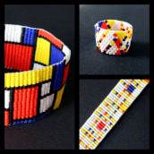 Beading - inspired by the painting of Piet Mondrian. Accessor, Design, Arts, Crafts, Jewelr, Design, and Fiber Arts project by Olivia Granatowski - 09.23.2022
