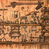 old carpentry workshop. Drawing project by Klaudia Traczyk - 02.28.2024
