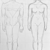 Proporcions del cos/ Cànon home i dona | 2n BA | Dibuix artístic. Desenho a lápis projeto de Meritxell Esteve Avileo - 03.03.2024