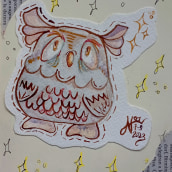Treball personal-Owl. Un proyecto de Ilustración tradicional, Bellas Artes, Collage y Pintura a la acuarela de Noa Fábrega Arché - 06.03.2024