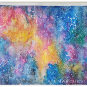 Galaxia. Traditional illustration, and Watercolor Painting project by Ale Marchesi - 03.17.2024
