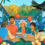 Nestlé: Global Families Campaign Illustrations. Een project van Ontwerp van personages, Digitale illustratie y Ruimtelijk ontwerp van German Gonzalez Ramirez - 11.04.2024