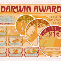 Darwin Awards Art Nouveau - Mi Proyecto del curso Infografía antibostezos. Un proyecto de Ilustración, Diseño gráfico y Arquitectura de la información de Carlos Luzón Gracia - 02.01.2015