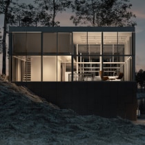 Mi Proyecto del curso: Representación de espacios arquitectónicos con 3D Studio Max-Glass House. Un proyecto de Arquitectura de Juan Mermot - 12.05.2017